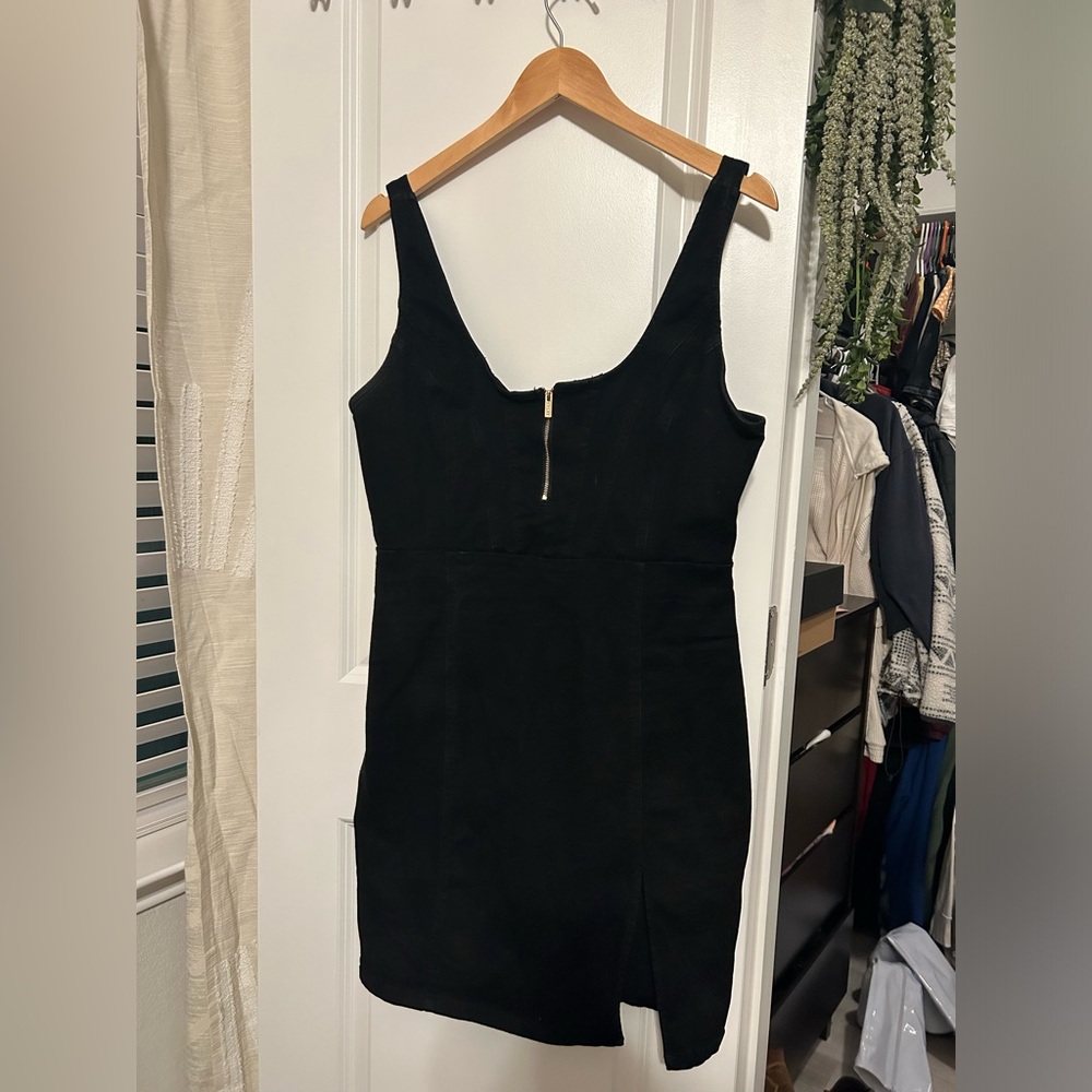 GUESS DENIM CORSET TOP ZIPPER DRESS
